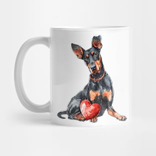 Valentine Doberman Pinscher Holding Heart Mug